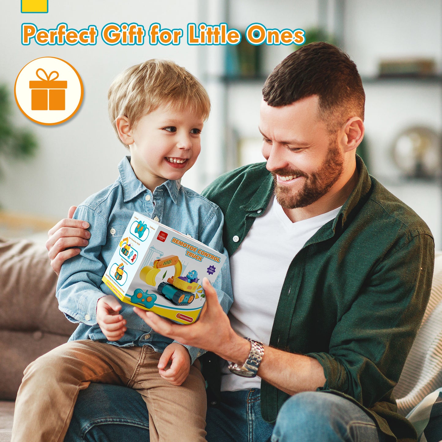Remote Control Cars for Toddlers, Remote Control Toys, Rechargeable RC Cars for Toddler Toys 2-3, Construction Vehicle Dinosaur Toys for Ages 2-4 with Sounds & Music, 2 3 4 5 Year Old Boy Toys