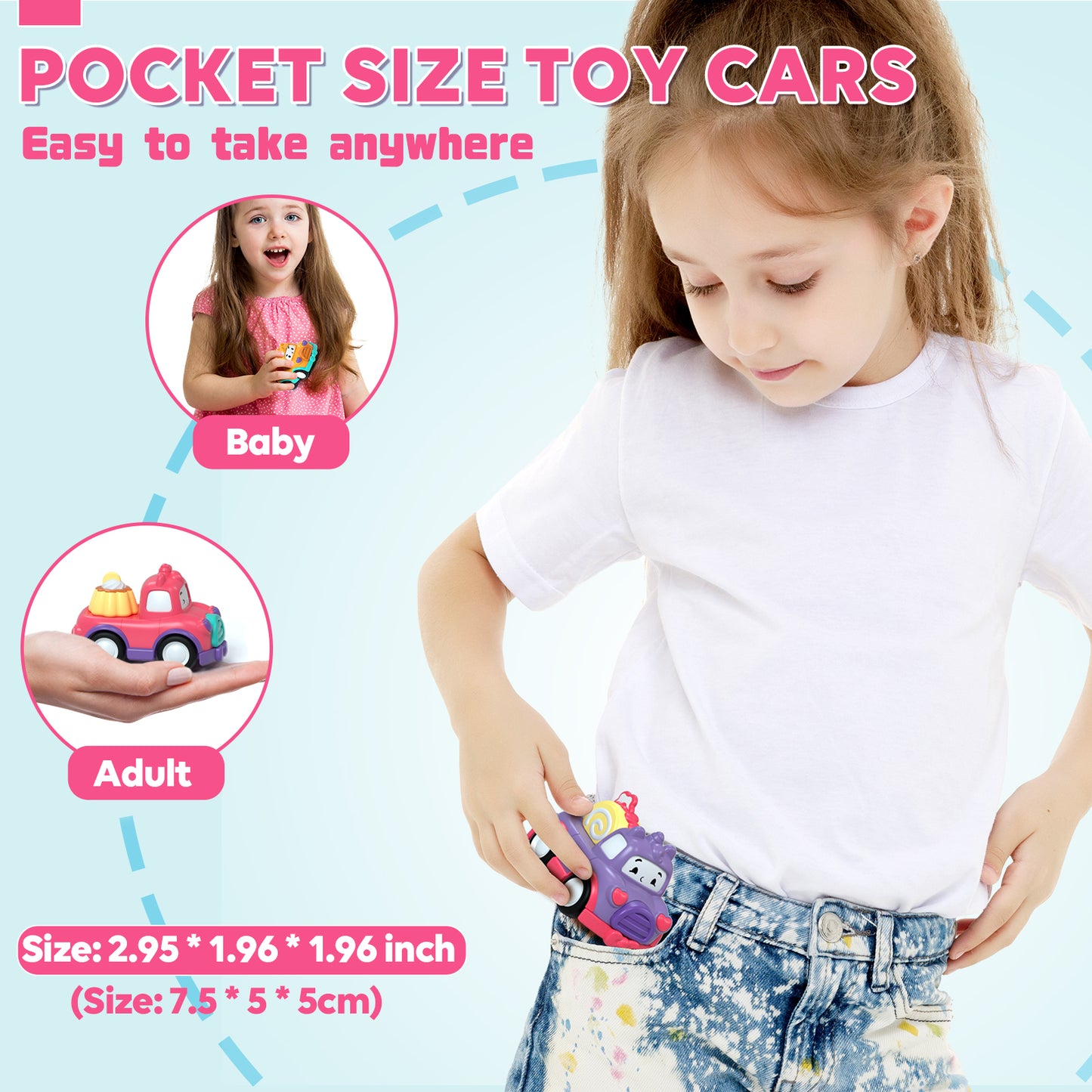 Toddler Girl Toys, Toys for 2 Year Old Girl with Lights & Music, Toddler Toys Age 2 to 5 Girls, Toy Trucks Car, Unicorn Toys, 7-in-1 3-layer Carrier Truck with Track, Best Birthday Christmas Gifts