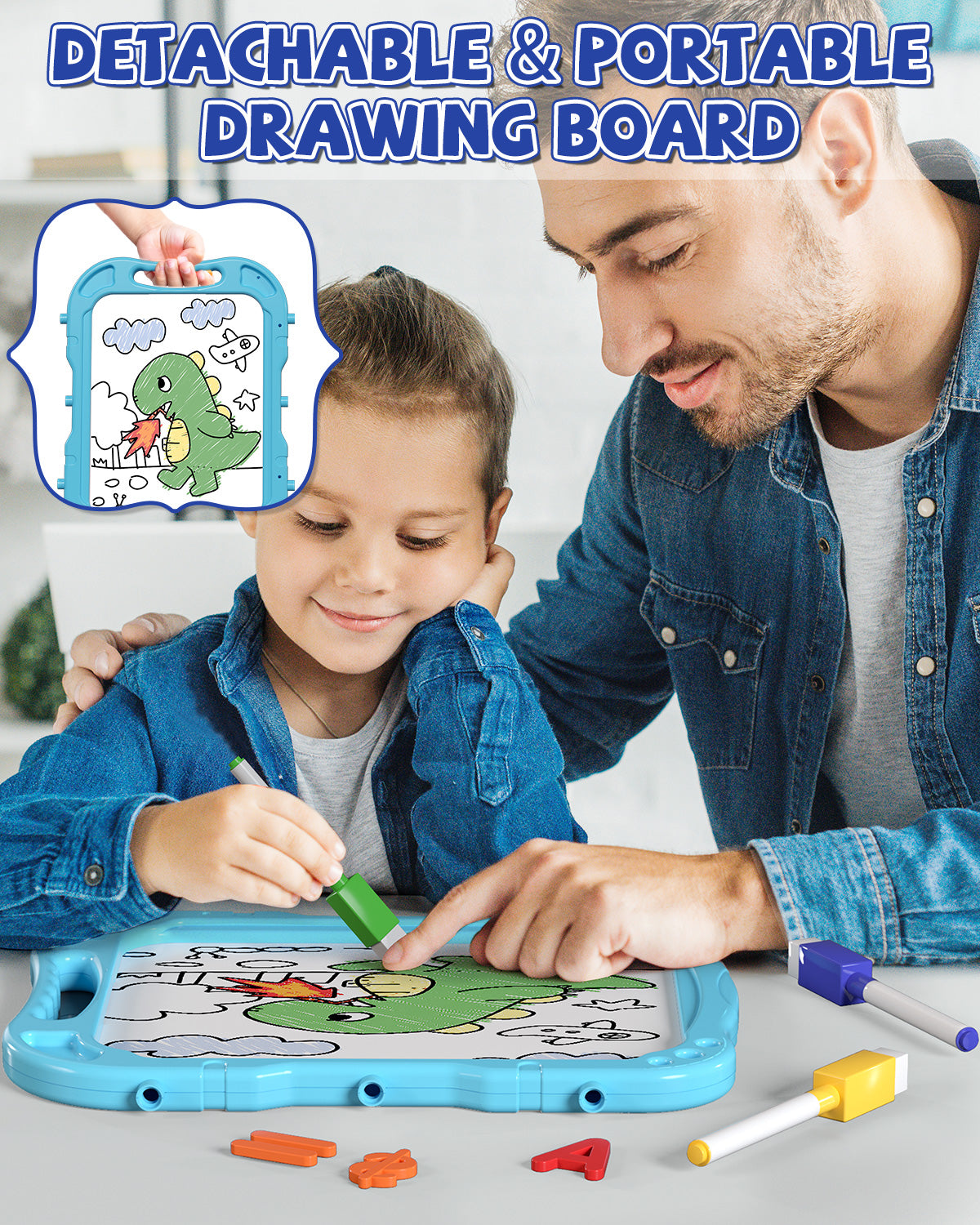 Easel for Kids, 4 in 1 Rotatable Double Sided Adjustable Standing Kids Art Easel Drawing Board White Board Chalkboard with Painting Accessories