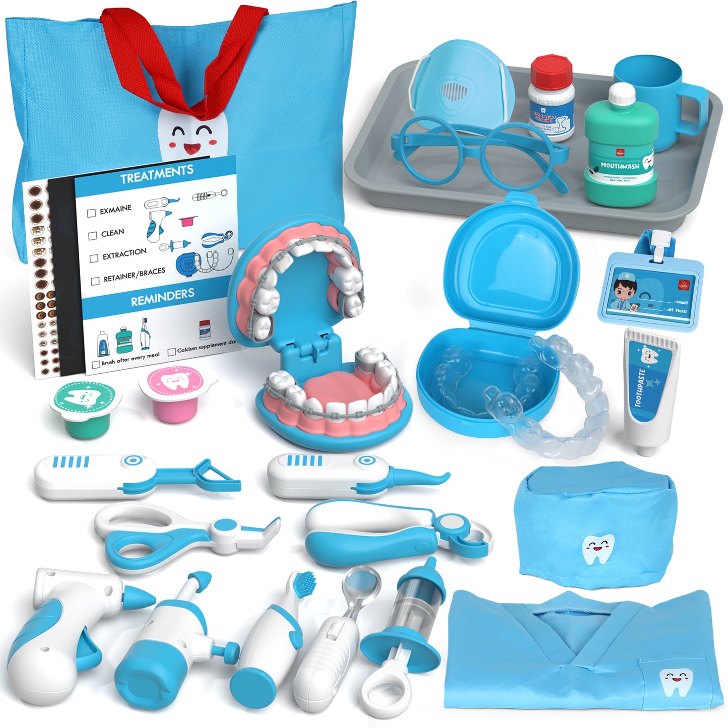 Doctor Kit for Kids Toddler Toys for 3+ 4 5 6 Year Old Boys Girls, Kids Doctor Play Set, Dentist Kit for Kids, Doctor Costume & Dental Tools, Pretend Doctor Learning Toys for Toddlers Birthday Gift