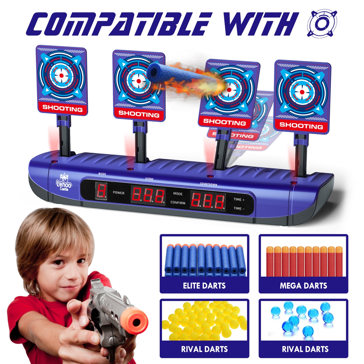 Electronic Shooting Targets for Kids, Target Scoring Shooting Target for Nerf Boys, Auto Reset