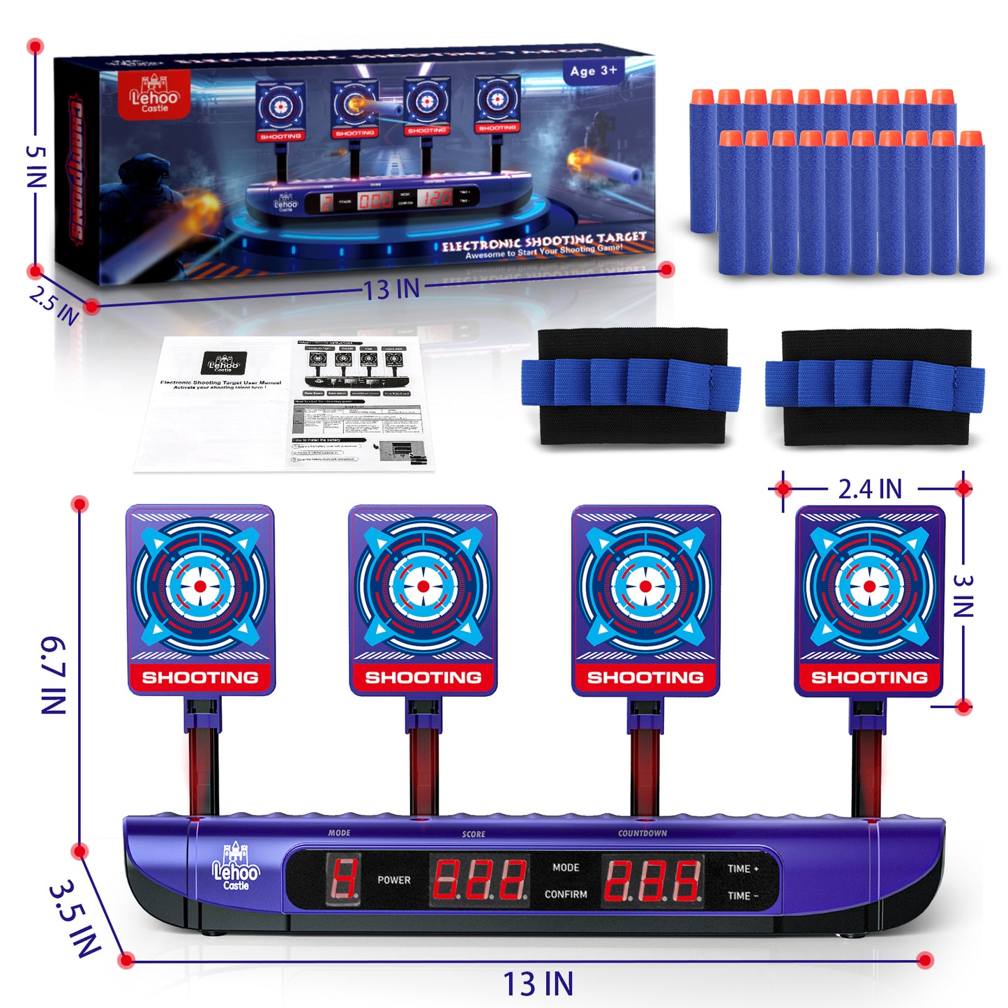 Electronic Shooting Targets for Kids, Target Scoring Shooting Target for Nerf Boys, Auto Reset