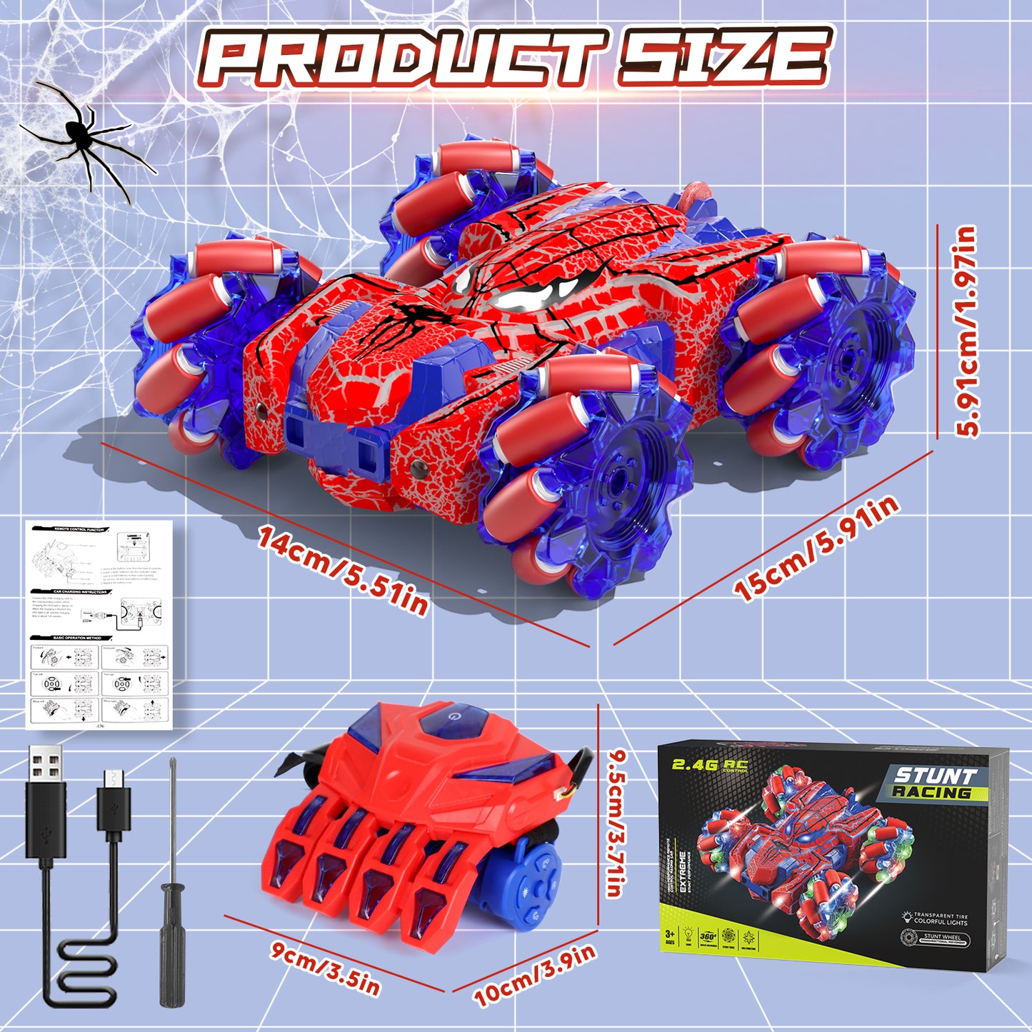 Remote Control Cars, RC Cars Toys for 5 6 7 8 9 10 Year Old Boys Girls, Gesture Sensing RC Stunt Car, Double Sided Race Car with Cool Lights for Boys Kids Age 8-12 Outdoor Toys Birthday Gifts