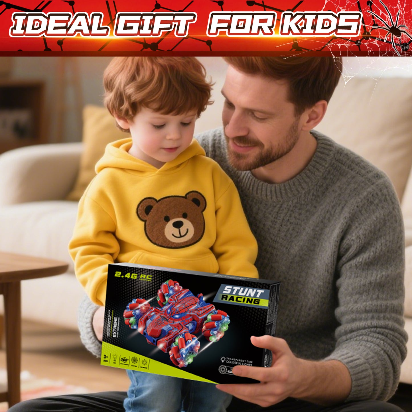 Remote Control Cars, RC Cars Toys for 5 6 7 8 9 10 Year Old Boys Girls, Gesture Sensing RC Stunt Car, Double Sided Race Car with Cool Lights for Boys Kids Age 8-12 Outdoor Toys Birthday Gifts