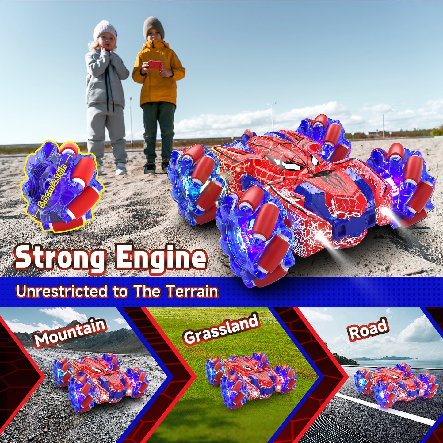 Remote Control Cars, RC Cars Toys for 5 6 7 8 9 10 Year Old Boys Girls, Gesture Sensing RC Stunt Car, Double Sided Race Car with Cool Lights for Boys Kids Age 8-12 Outdoor Toys Birthday Gifts