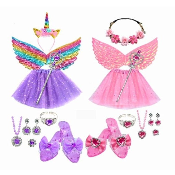 Princess Dress Up Toddler Girl Toys, Dress Up for Girls 3 4 5 6 Year Old, Princess Toys for Toddler Girls, Upgraded with 3 Sets, Include Jewelry, Crown, Shoes, Princess Wand...Birthday Gift for Girls