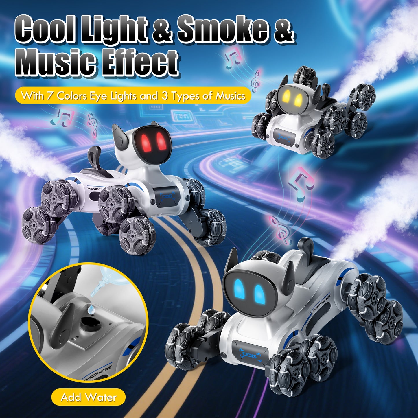 Remote Control Cars, Robot Dog Toy for Kids, RC Robot Toys for 7 8 9 10 11 12 Year Old Boys Toy, 2.4Ghz Fast Stunt, Robot Dog RC Cars for Age 8-12 Outdoor Toys w/Light & Smoke, Perfect Gift for Boys