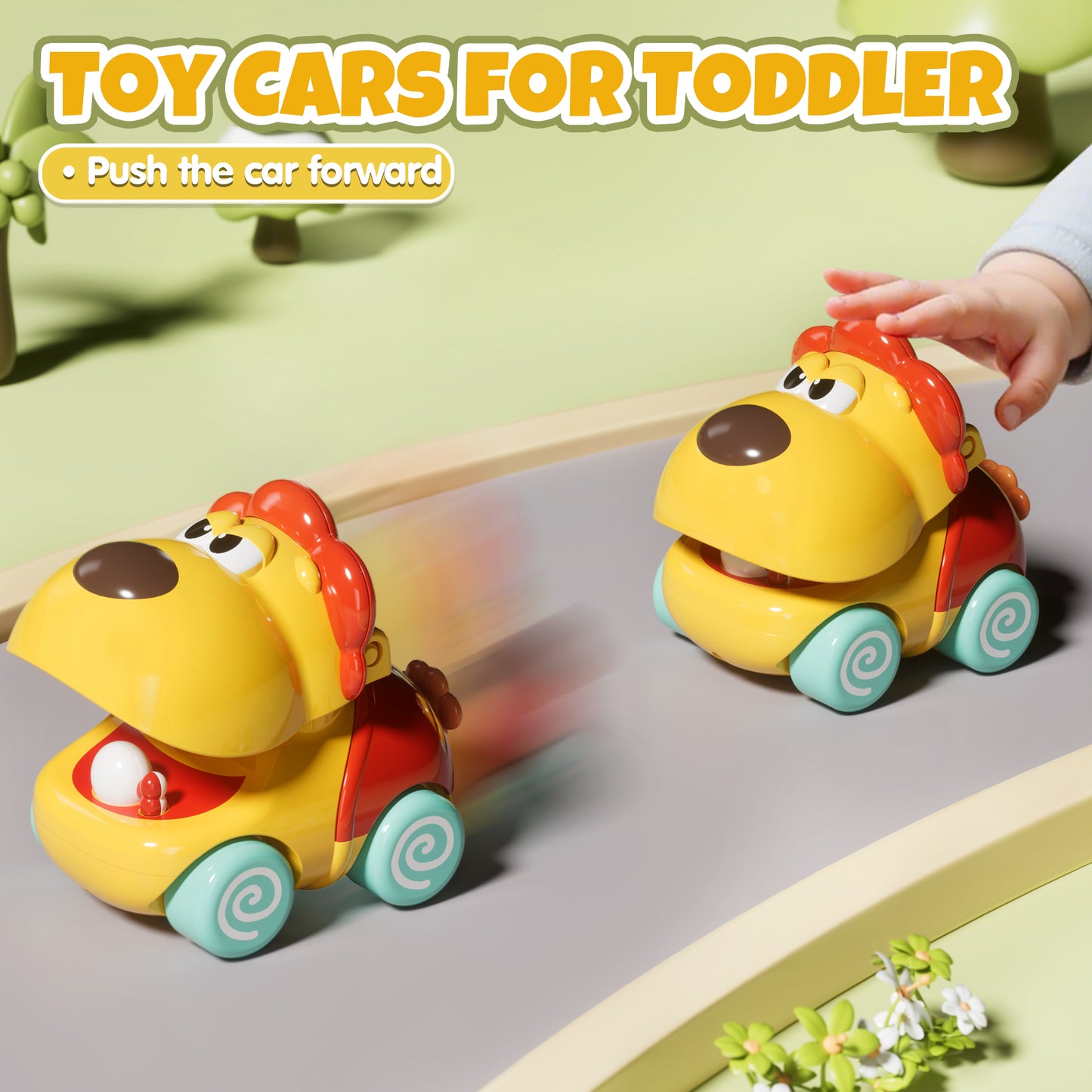 Toys for 1 Year Old Boys Gifts, 4pcs Baby Dinosaur Toy Cars 12 Month Car Toys, Cars for Girls 12-18 Months, Toy Cars For Toddlers for Infant 1 2 3 Year Old Girl 1st Birthday Gift