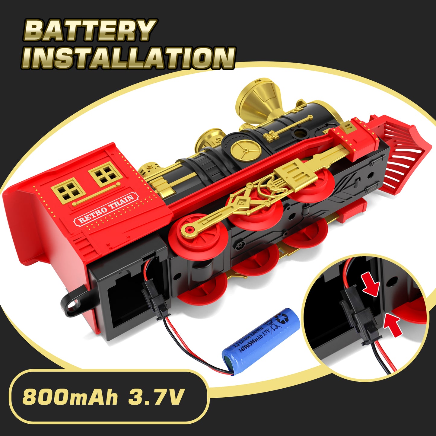 Train Set, Train Toys for Toddlers with Smoke, Lights & Sound, Toy Train with Train Tracks, Rechargeable Steam Train Sets for Kids 2 3 4 5 6 7 8+ Years Old, Birthday Christmas Gift for Boys Girls