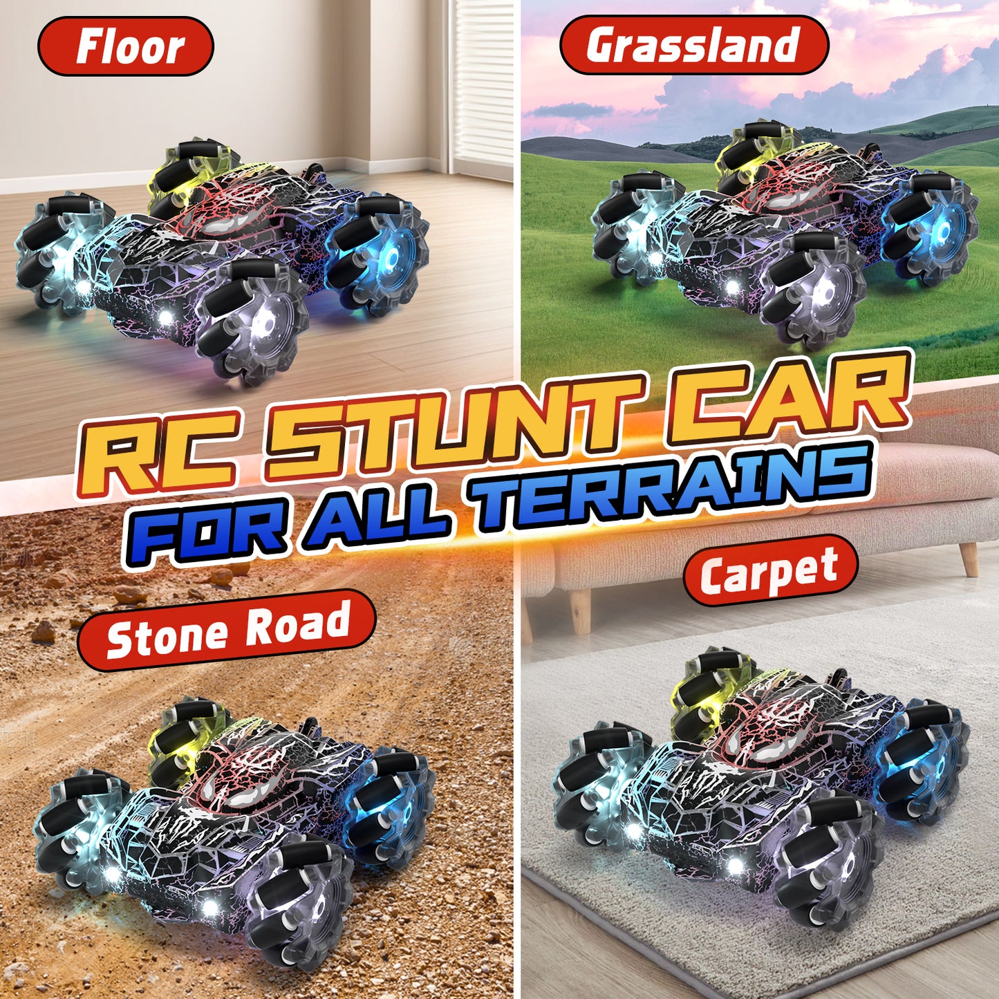 Remote Control Cars, RC Cars Toys for 5 6 7 8 9 10 Year Old Boys Girls, Gesture Sensing RC Stunt Car, Double Sided Race Car with Cool Lights for Boys Kids Age 8-12 Outdoor Toys Birthday Gifts