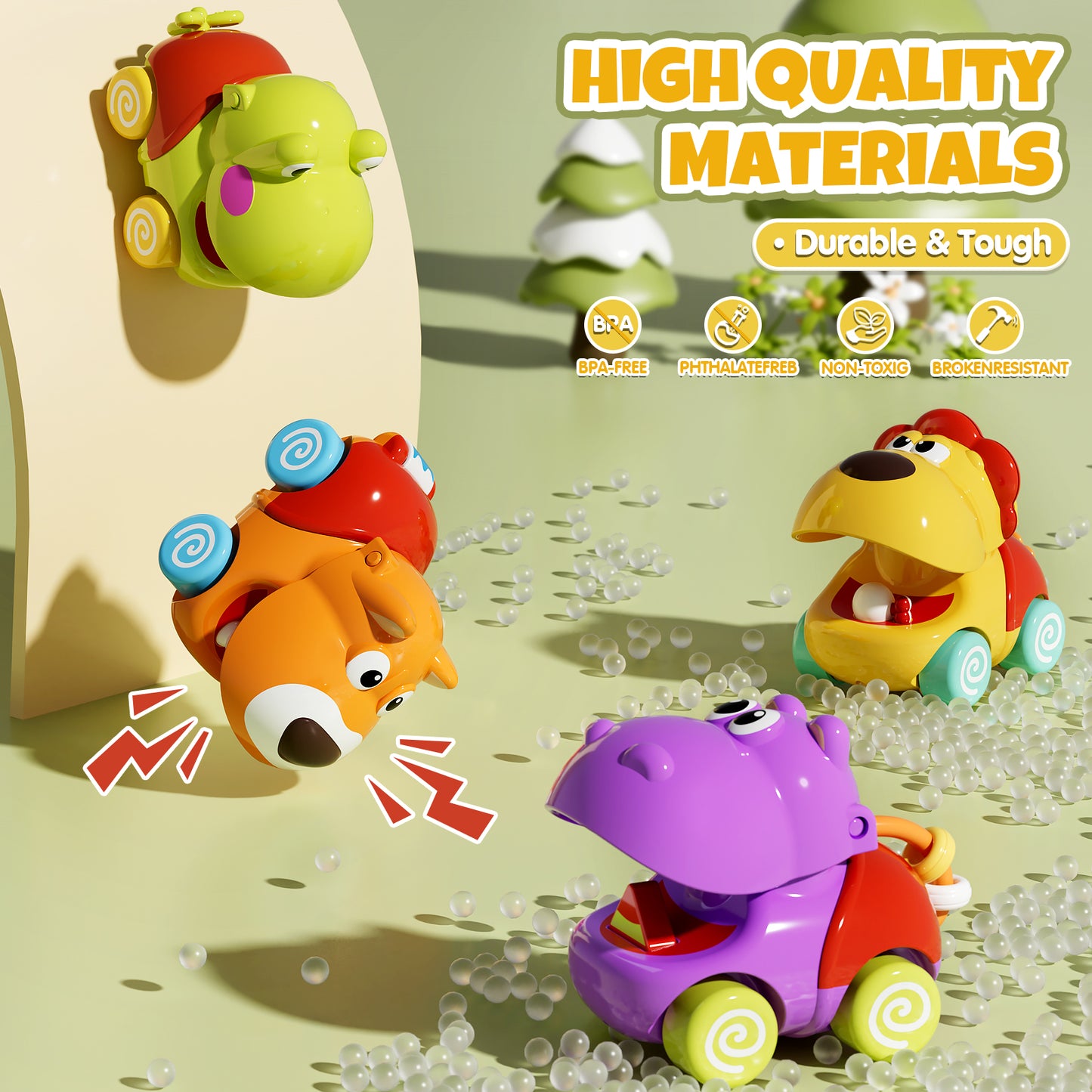 Toys for 1 Year Old Boys Gifts, 4pcs Baby Dinosaur Toy Cars 12 Month Car Toys, Cars for Girls 12-18 Months, Toy Cars For Toddlers for Infant 1 2 3 Year Old Girl 1st Birthday Gift