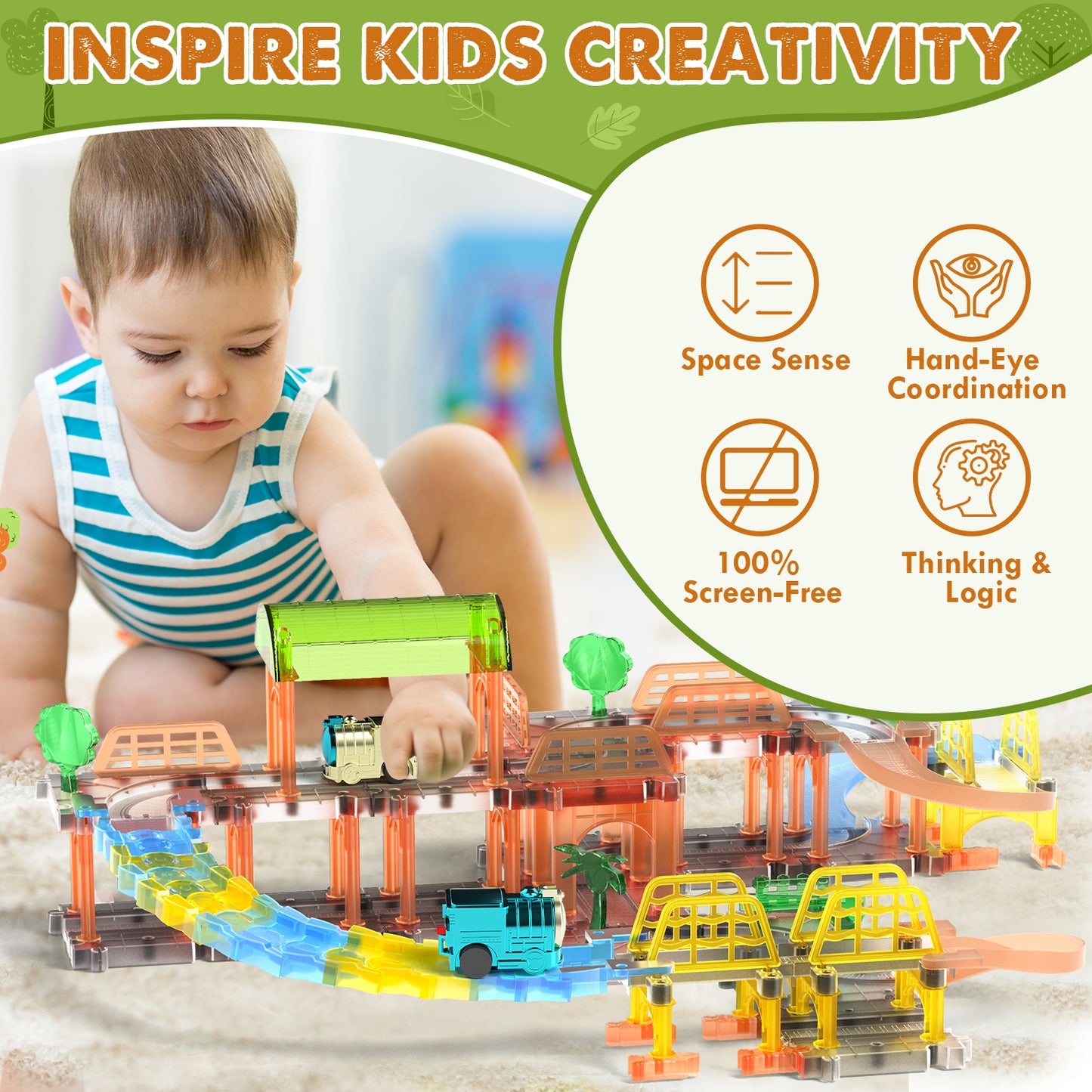 Train Set, 90 PCS Train Toys for 2 Year Old Boys, Toddler Toy Train with Train Tracks, with 2 Battery Powered Mini Train for Kids Ages 3+ Years, Best Birthday Gift for 2 3 4 5+ Years Old Boys Girls