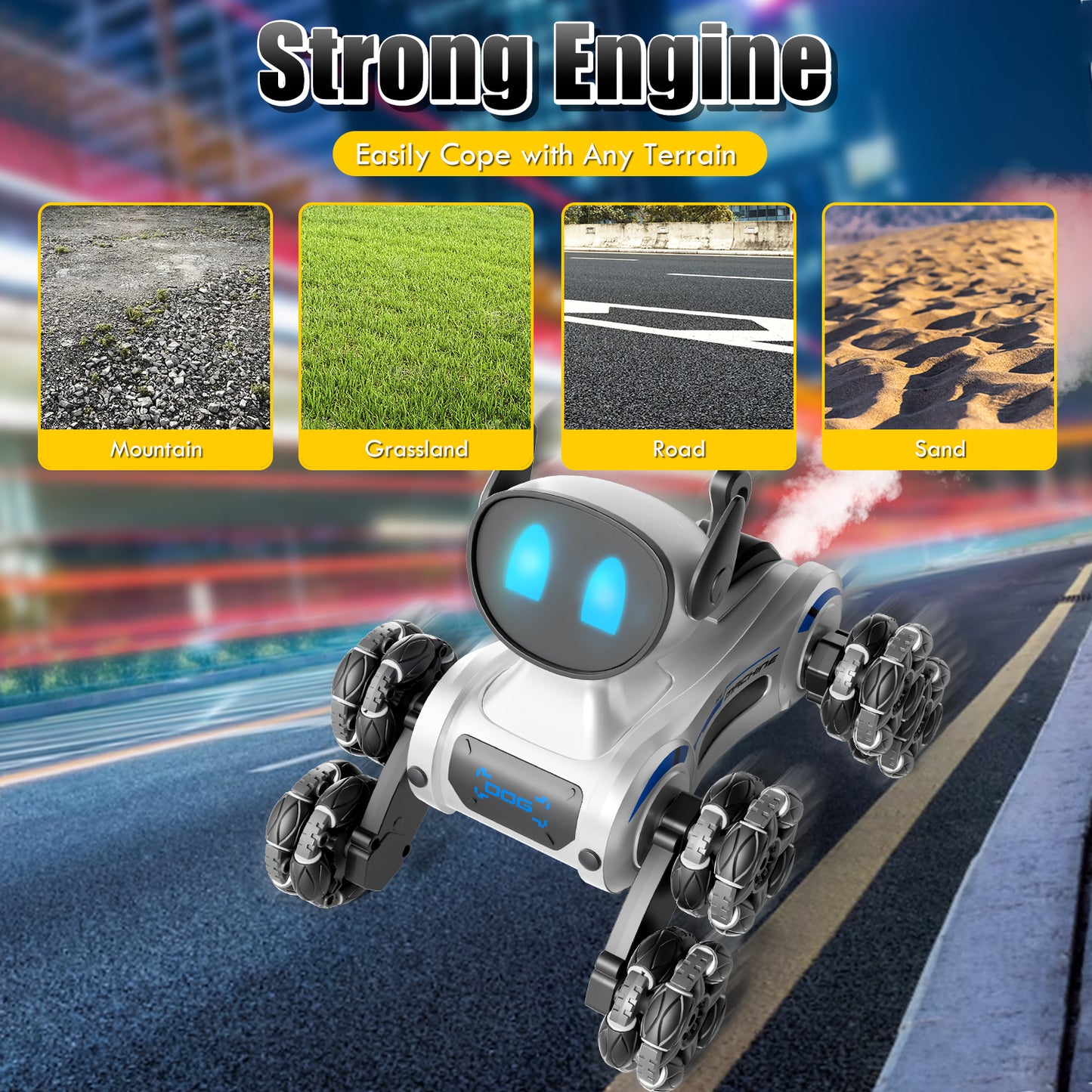 Remote Control Cars, Robot Dog Toy for Kids, RC Robot Toys for 7 8 9 10 11 12 Year Old Boys Toy, 2.4Ghz Fast Stunt, Robot Dog RC Cars for Age 8-12 Outdoor Toys w/Light & Smoke, Perfect Gift for Boys