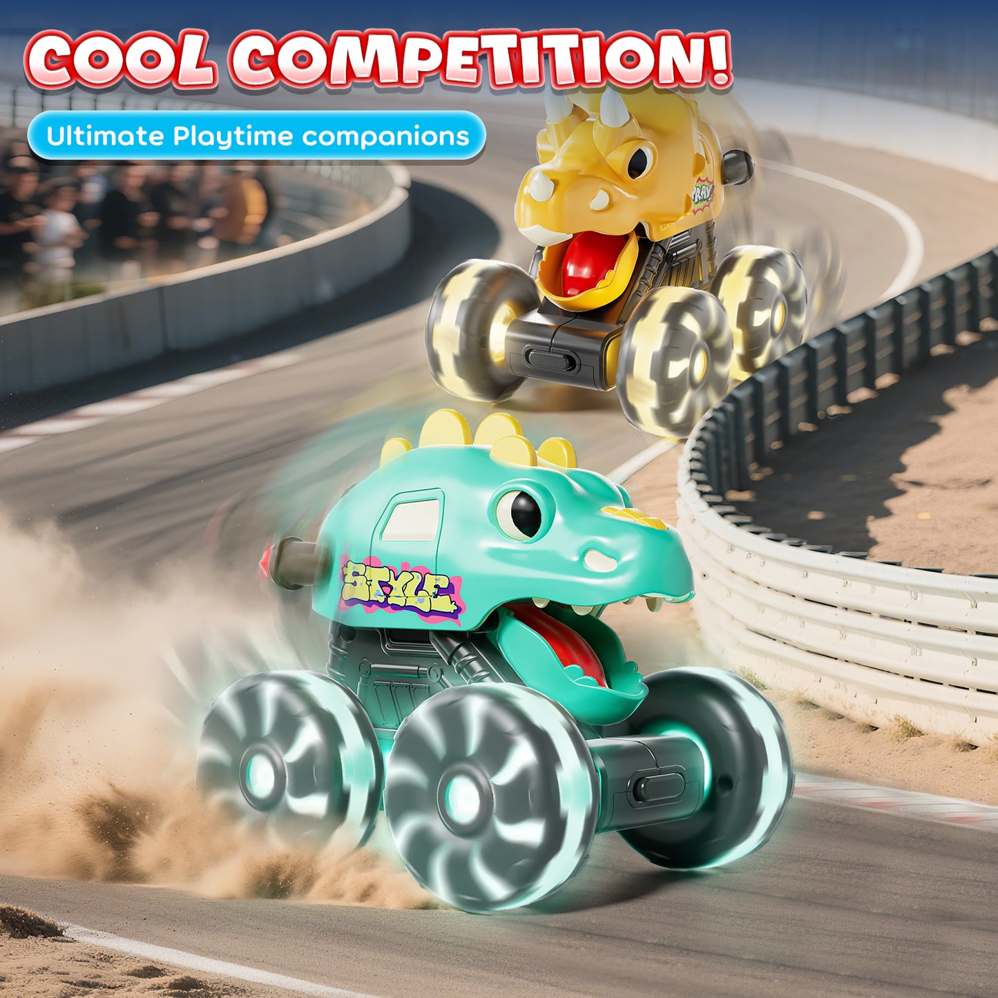 Toys for 1 2 3 Year Old Boys, Monster Truck for Toddler, Dinosaur Toy Cars with Cool Lightning Wheels For Toddlers 1-3, Press And Go Toy Cars, Pull Back Cars Baby Toys for 1+ Year Old Birthday Gifts