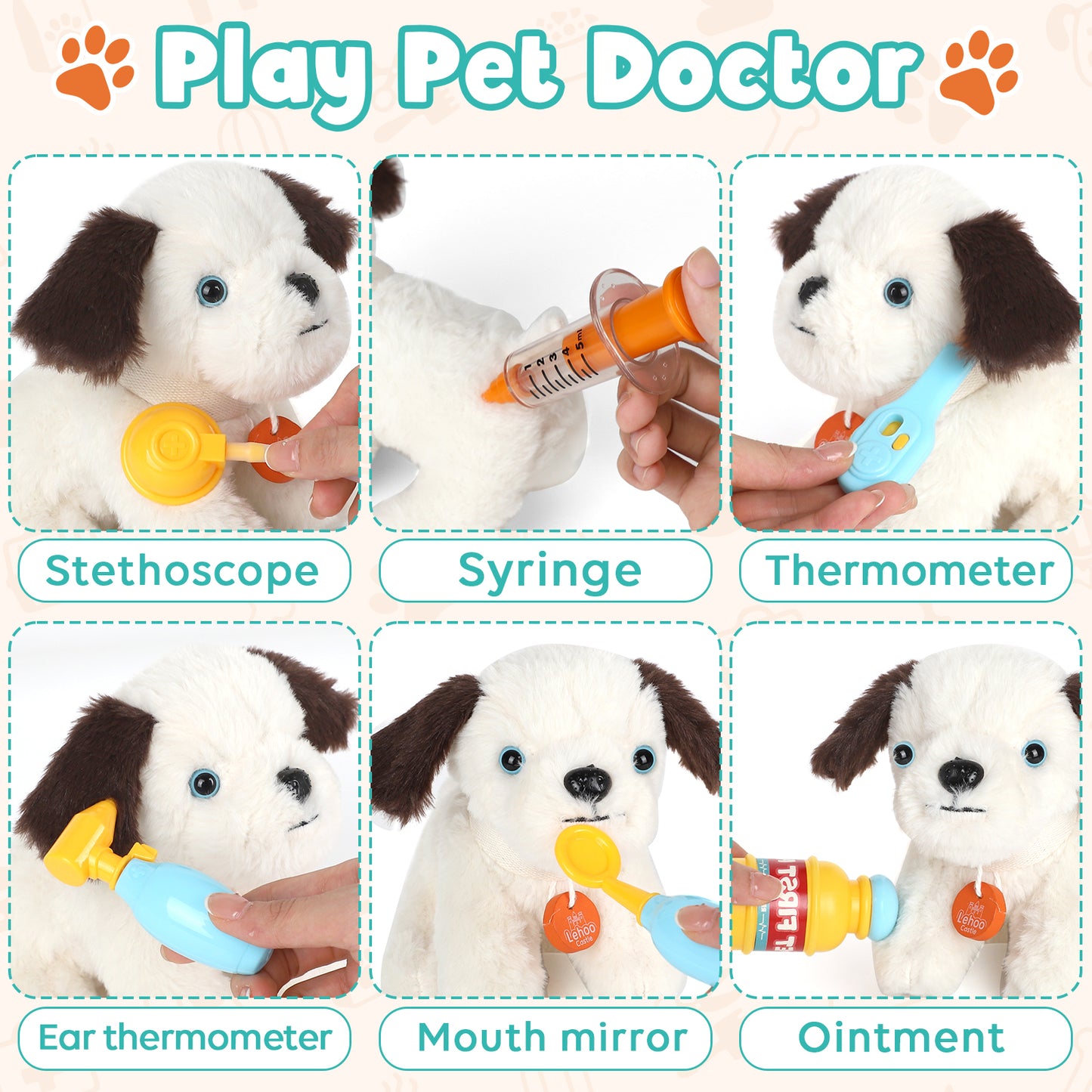 Pets Doctor Kit for Kids, Toddler Toys for 3+ 4 5 6 Year Old Boys Girls, Kids Doctor Play Set, Pretend Play Pet Doctor Set for Kids, Pet Care Role Play Set, Learning Toys for Toddlers Birthday Gift