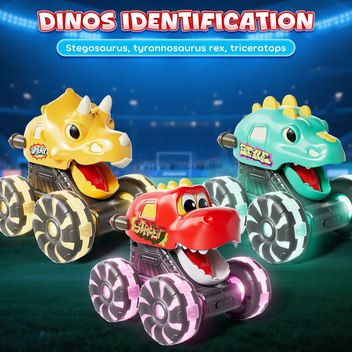 Toys for 1 2 3 Year Old Boys, Monster Truck for Toddler, Dinosaur Toy Cars with Cool Lightning Wheels For Toddlers 1-3, Press And Go Toy Cars, Pull Back Cars Baby Toys for 1+ Year Old Birthday Gifts