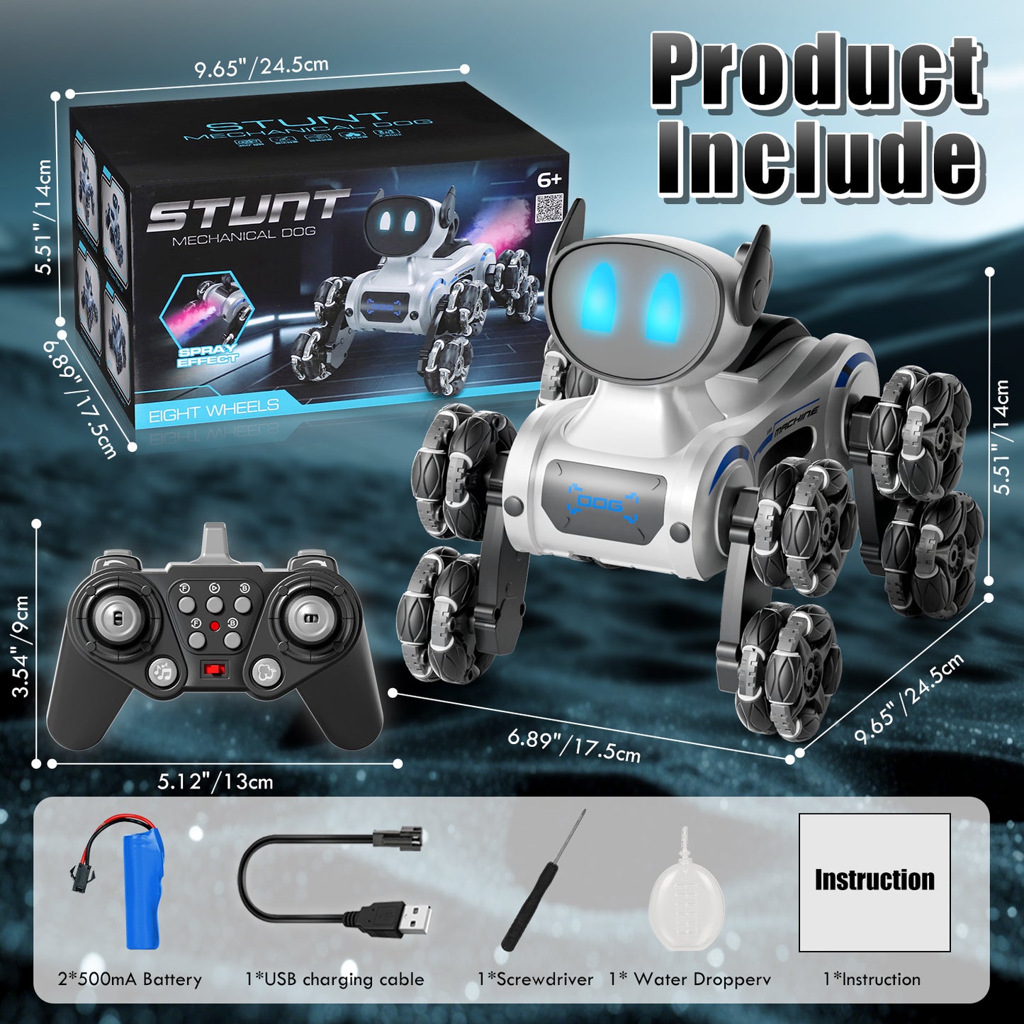 Remote Control Cars, Robot Dog Toy for Kids, RC Robot Toys for 7 8 9 10 11 12 Year Old Boys Toy, 2.4Ghz Fast Stunt, Robot Dog RC Cars for Age 8-12 Outdoor Toys w/Light & Smoke, Perfect Gift for Boys