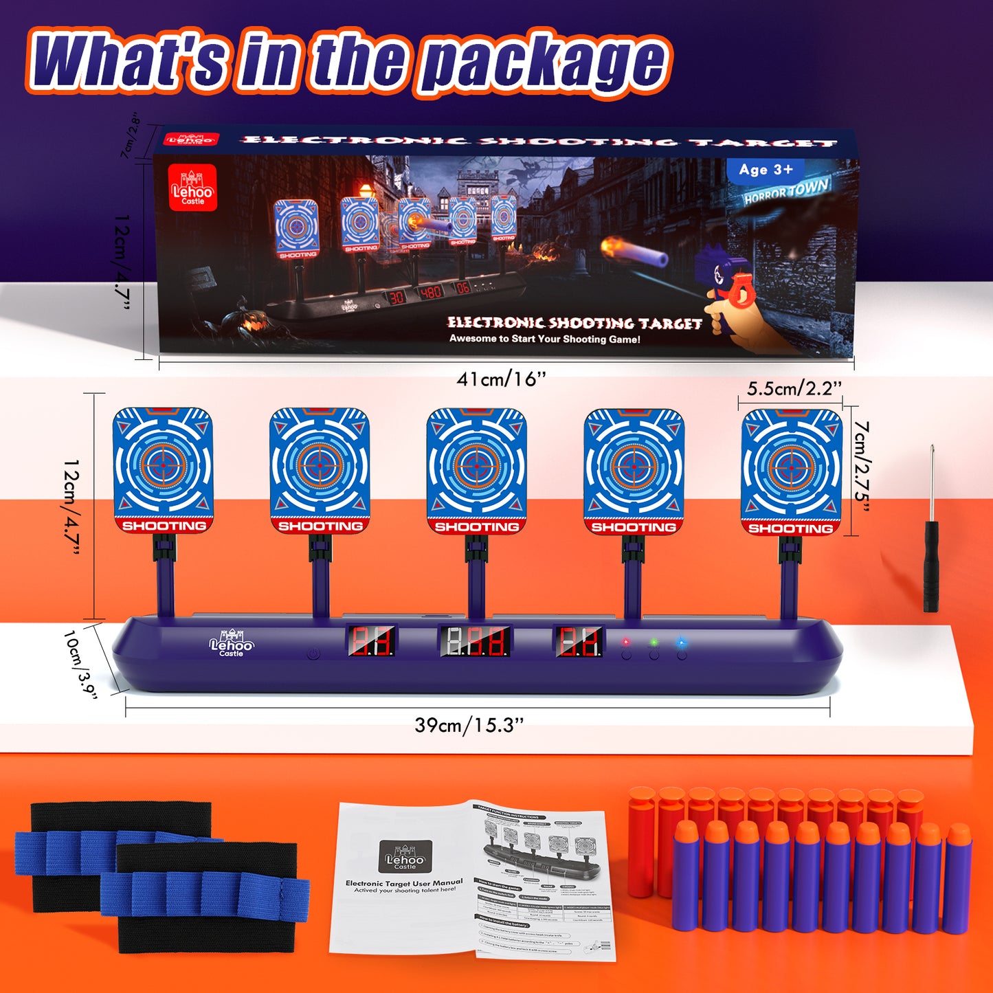 Shooting Targets for Nerf, Target with Auto-Reset, 5 Electronic Digital Scoring Target with Toy Shooting, Blue