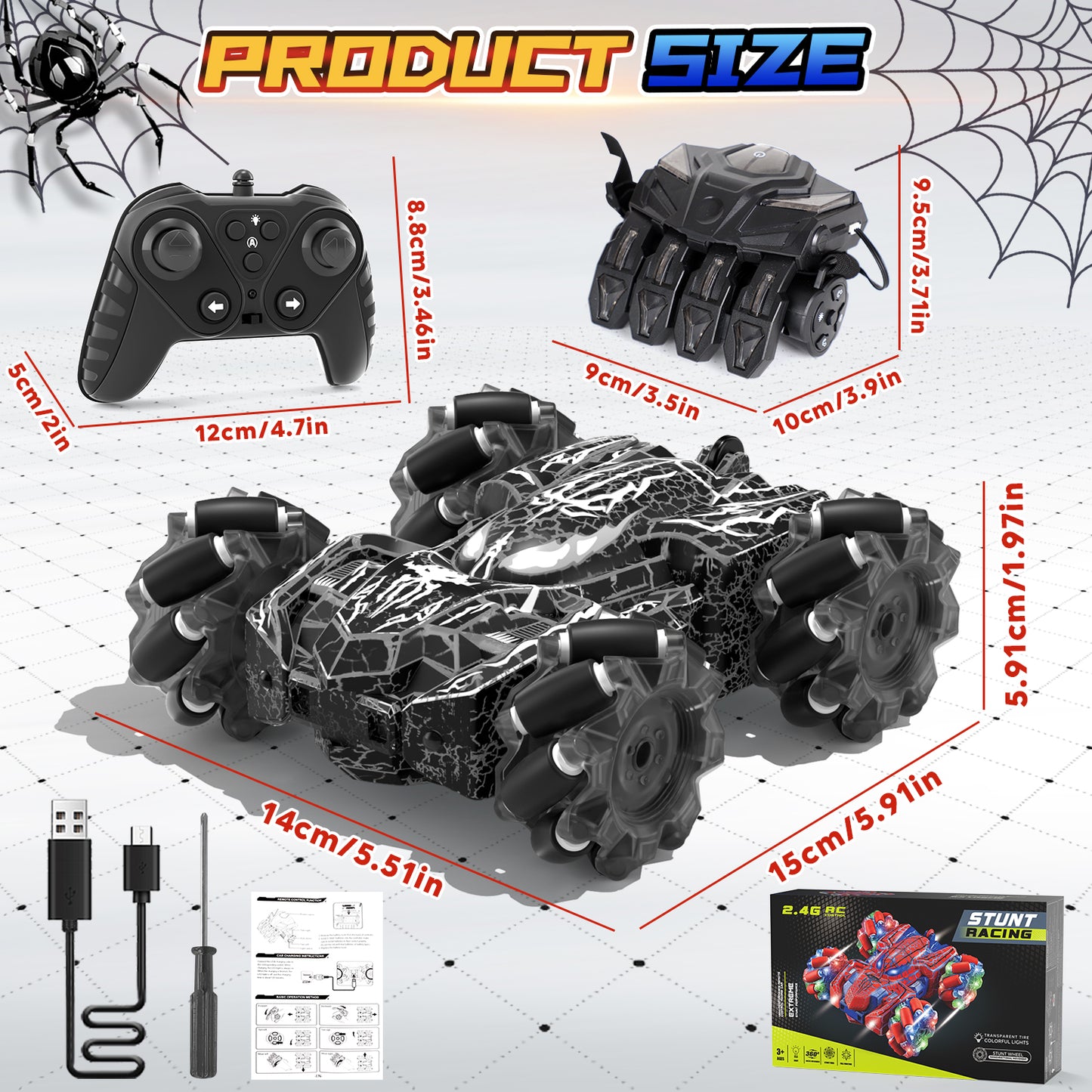 Remote Control Cars, RC Cars Toys for 5 6 7 8 9 10 Year Old Boys Girls, Gesture Sensing RC Stunt Car, Double Sided Race Car with Cool Lights for Boys Kids Age 8-12 Outdoor Toys Birthday Gifts