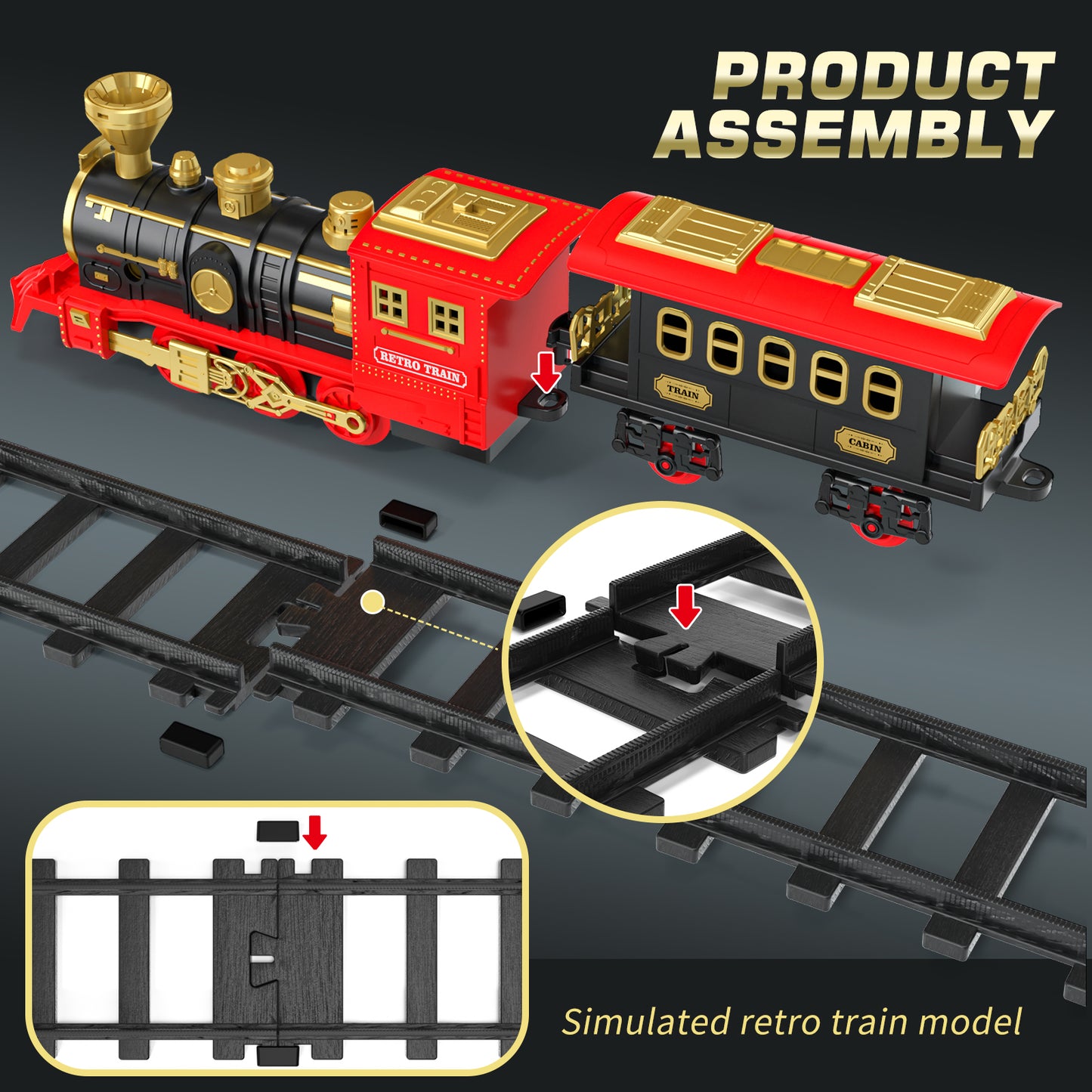 Train Set, Train Toys for Toddlers with Smoke, Lights & Sound, Toy Train with Train Tracks, Rechargeable Steam Train Sets for Kids 2 3 4 5 6 7 8+ Years Old, Birthday Christmas Gift for Boys Girls