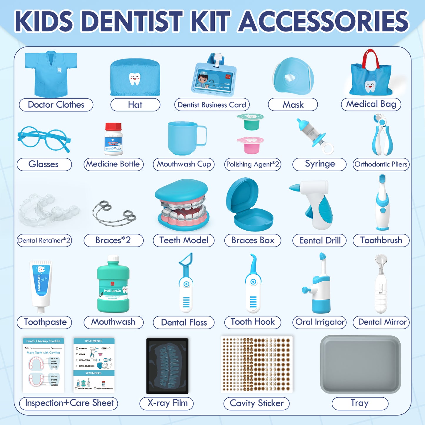 Doctor Kit for Kids Toddler Toys for 3+ 4 5 6 Year Old Boys Girls, Kids Doctor Play Set, Dentist Kit for Kids, Doctor Costume & Dental Tools, Pretend Doctor Learning Toys for Toddlers Birthday Gift