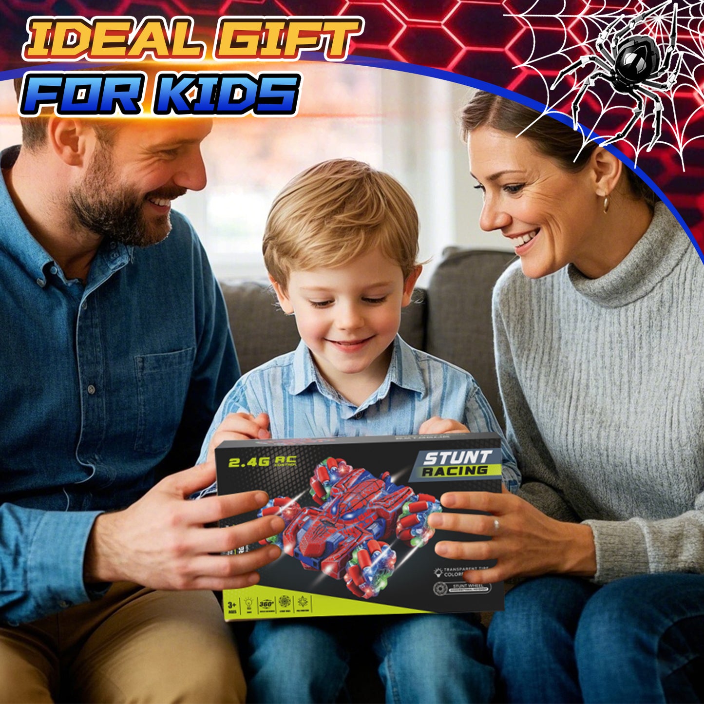 Remote Control Cars, RC Cars Toys for 5 6 7 8 9 10 Year Old Boys Girls, Gesture Sensing RC Stunt Car, Double Sided Race Car with Cool Lights for Boys Kids Age 8-12 Outdoor Toys Birthday Gifts