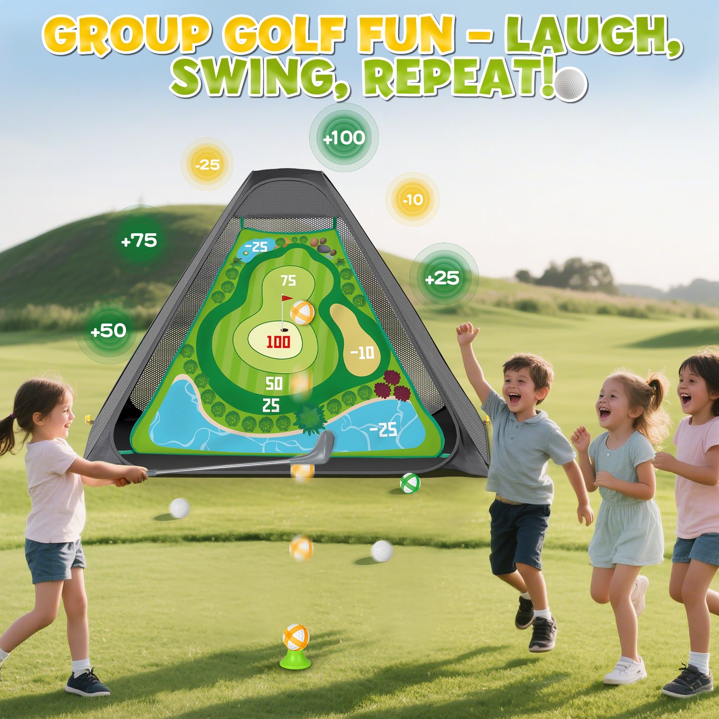 Kids Toy Golf Club Set with Golf Putting Mat, 3-5 Toddler Mini Golf Games, Indoor Outdoor Sport Toys Gifts for Boys Girls Aged 3 4 5 6