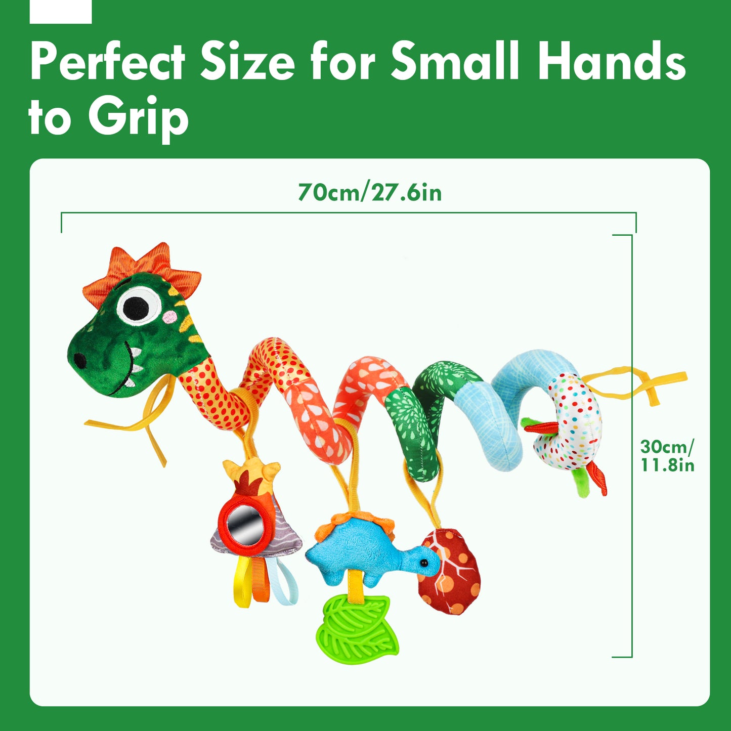 Baby Car Seat Toys, Baby Toys with Teething & Sensory Toys, Dinosaur Baby Crib Bed Around, Infant Newborn Baby Hanging Toys for 0 3 6 9 12 Months Baby Boys Girls