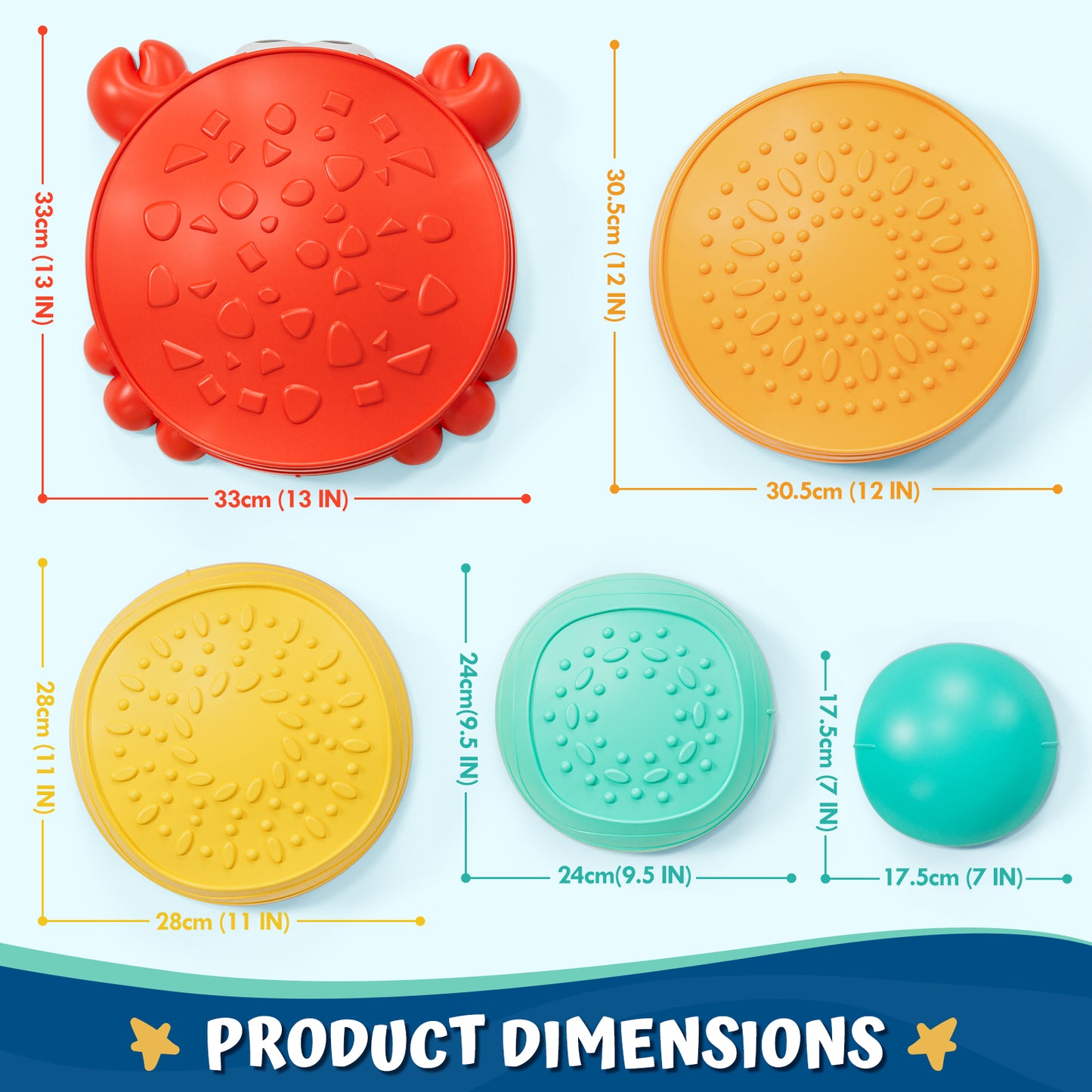 Stepping Stones for Kids, Upgraded Support Bones Toddler Stepping Stones, Crab Shape, 5 Pcs Non-Slip Balance Stepping Stones, Up to 220 lbs, Coordination Skills Sensory Toys for Ages 2 3 4 5 6+
