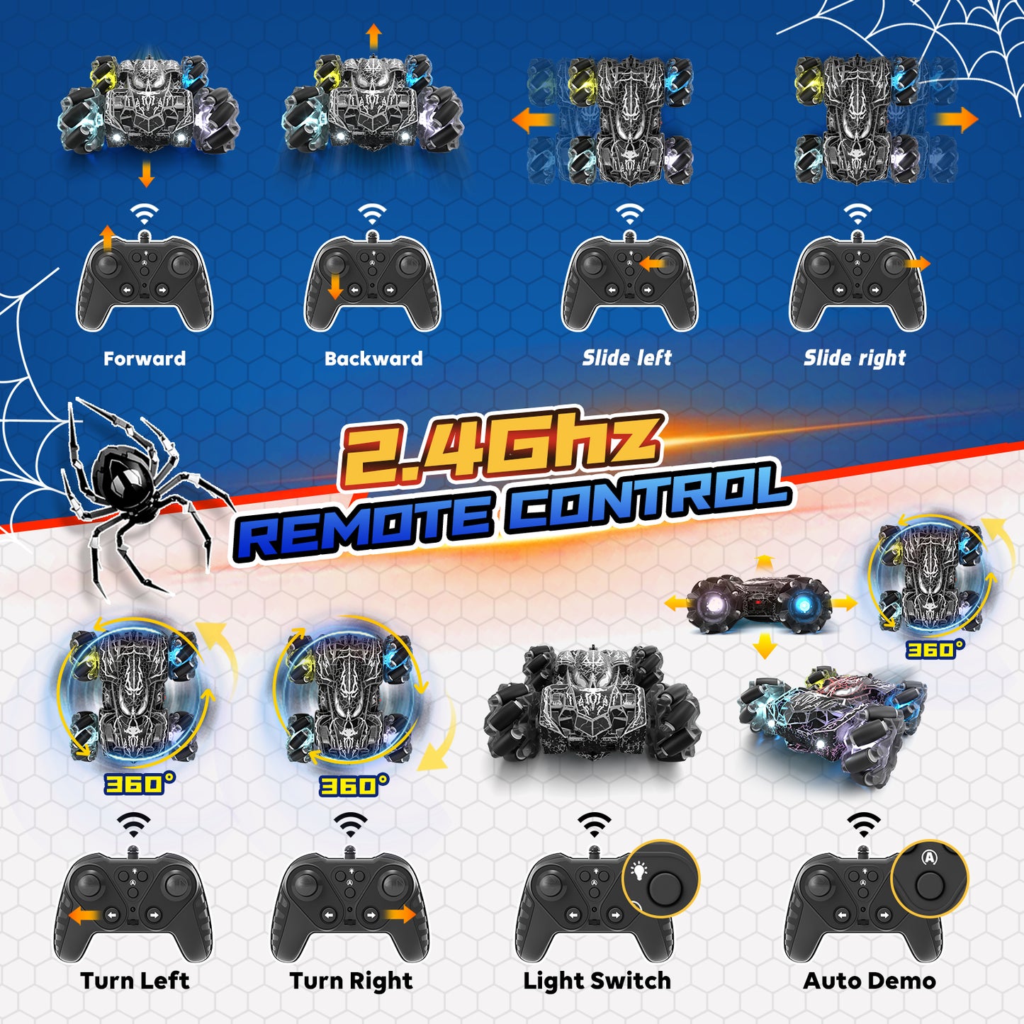 Remote Control Cars, RC Cars Toys for 5 6 7 8 9 10 Year Old Boys Girls, Gesture Sensing RC Stunt Car, Double Sided Race Car with Cool Lights for Boys Kids Age 8-12 Outdoor Toys Birthday Gifts