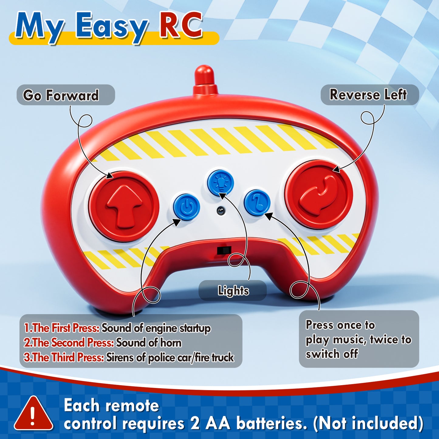 2 Packs Remote Control Cars for Toddlers, Remote Control Toys with Lights & Music, Rechargeable RC Cars for Toddler Toys 2-3, Fire Truck & Police Car Toy for 2 Year Old Boy Toys for 2 3 4 Year Old