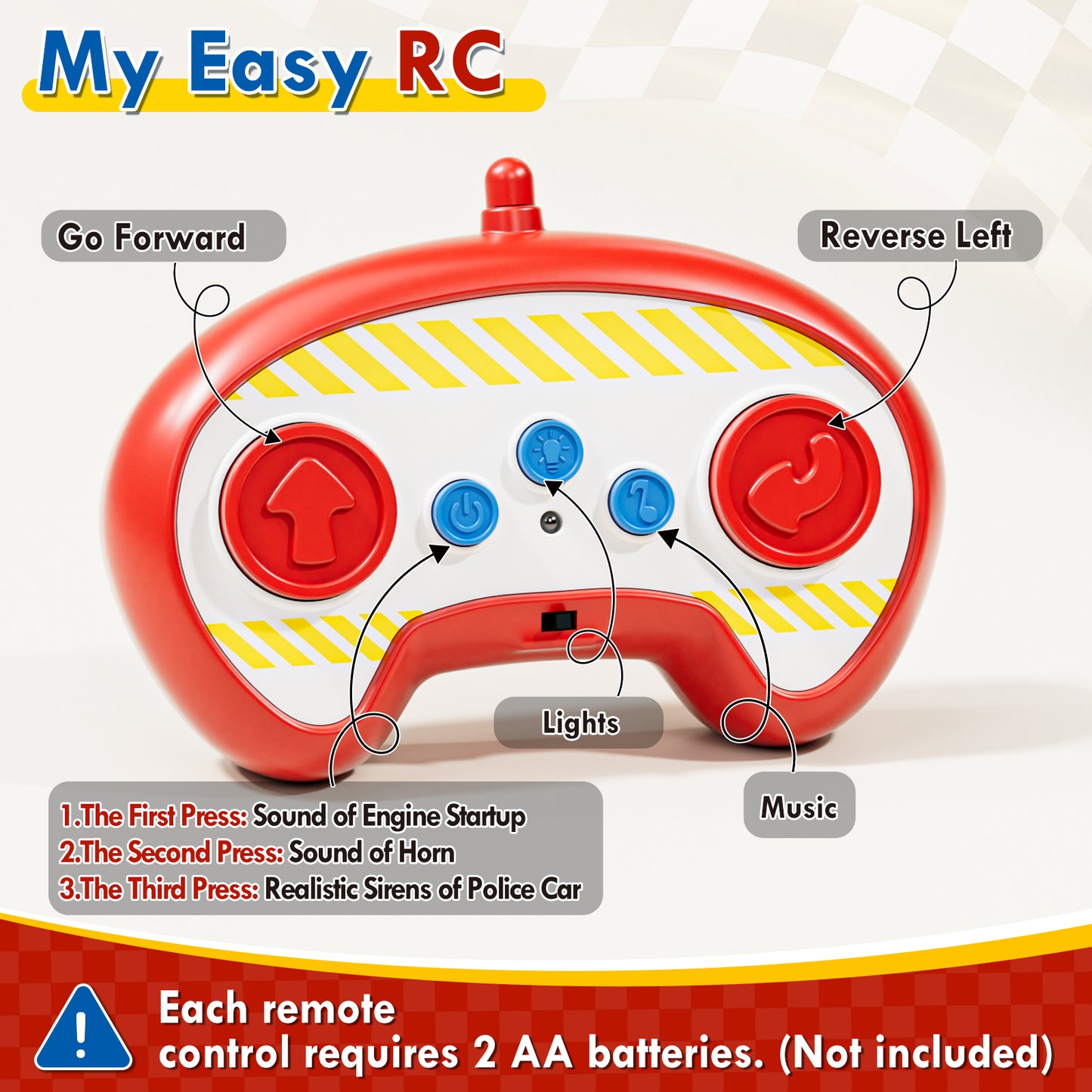 Remote Control Cars for Toddlers, Remote Control Toys with Lights & Music, Rechargeable RC Cars for Toddler Toys 2-3, Fire Truck Toy for 2 Year Old Boy, RC Car Toys, 2 3 4 Year Old Boy Toys