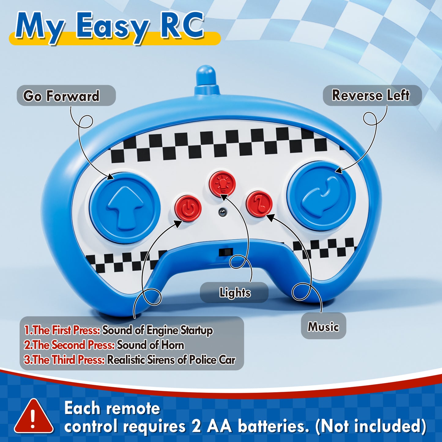 Remote Control Cars for Toddlers, Remote Control Toys with Lights & Music, Rechargeable RC Cars for Toddler Toys 2-3, Police Car Toy for 2 Year Old Boy, RC Car Toys, 2 3 4 Year Old Boy Toys