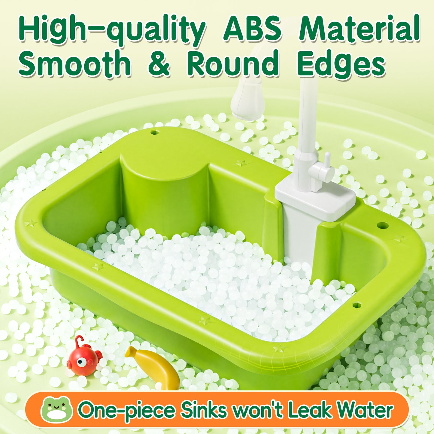 Play Sink for Kids with Running Water, Toy Sink with Play Food & Kitchen Utensils, Water Toys for Toddlers Fishing Game, Pretend Play Kitchen Toy Sink for Boys Girls, Best Gift for Toddlers Age 1-3