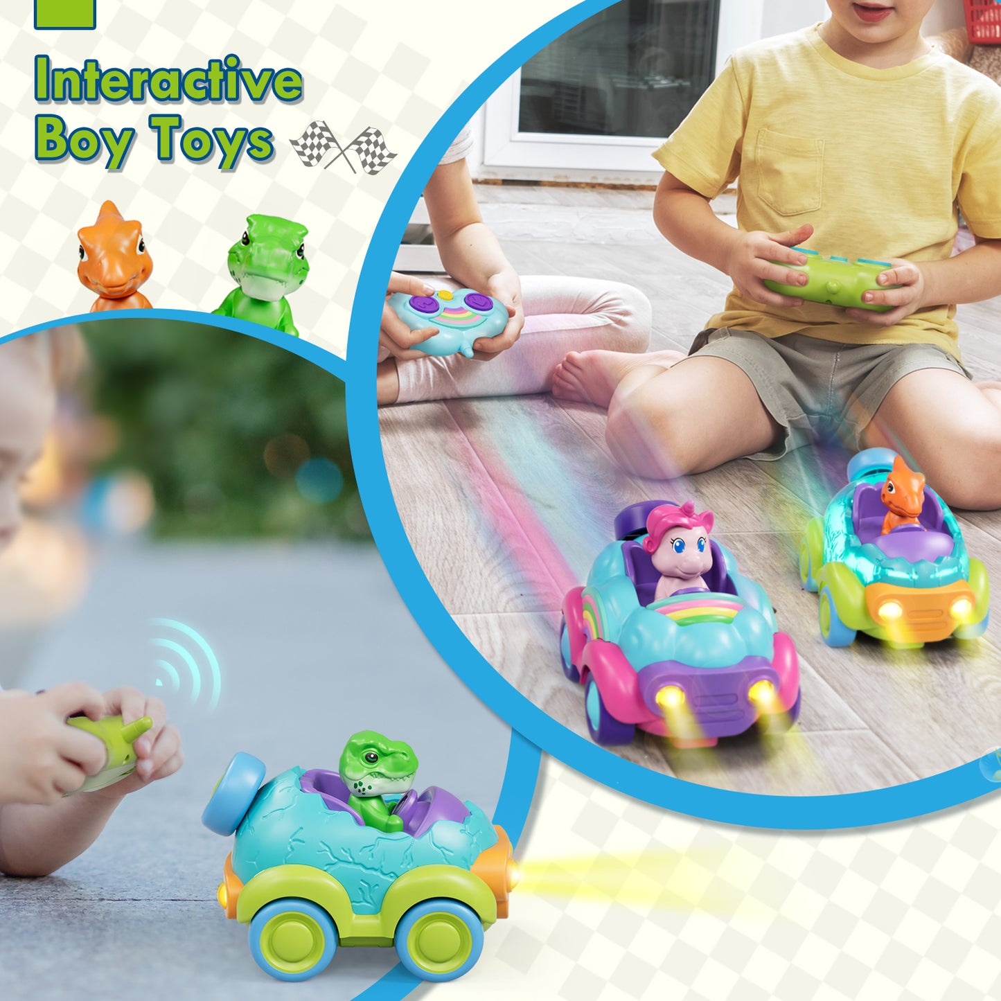Remote Control Car for Toddlers, Rechargeable RC Cars for Toddler Toys 2-3, Dinosaur Toys for Ages 2-4 with Lights & Music, 2 3 4 Year Old Boy Toys