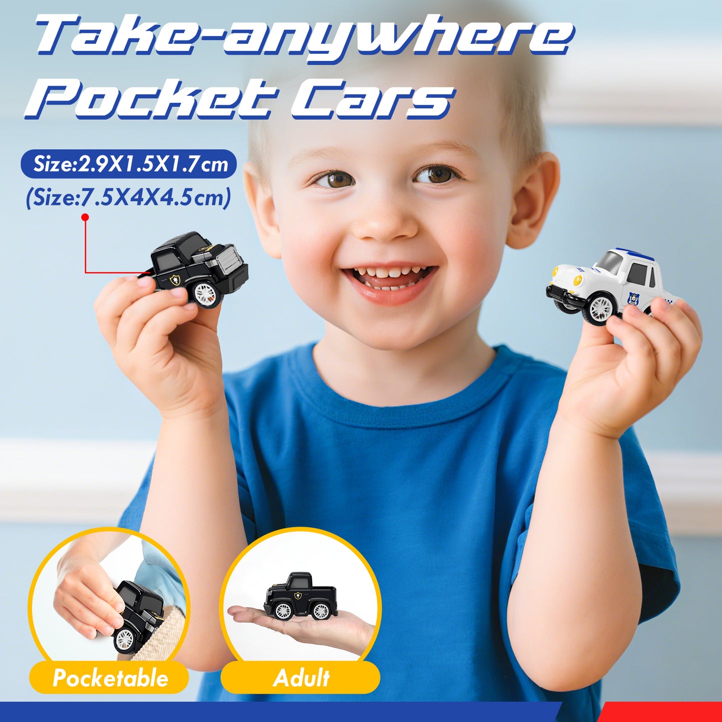 Toys for 2 Year Old Boy, Police Truck Toys Cars with Lights & Sounds, Toy Trucks Car for Boys 2 3 4 5 Years Old, 5 in 1 Toddler Carrier Truck Toy with 4 Pull Back Cars, Best Birthday Christmas Gifts