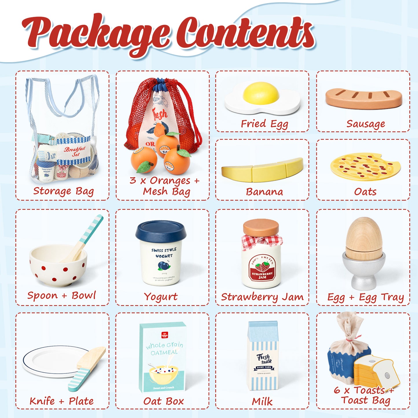 Play Food Sets, Wooden Play Food Set for Kids Kitchen Play Kitchen Accessories Kids Cutting Pretend Play Fake Food Toys for 3 4 5 6 7 Years Girls Boys Toddlers Toys
