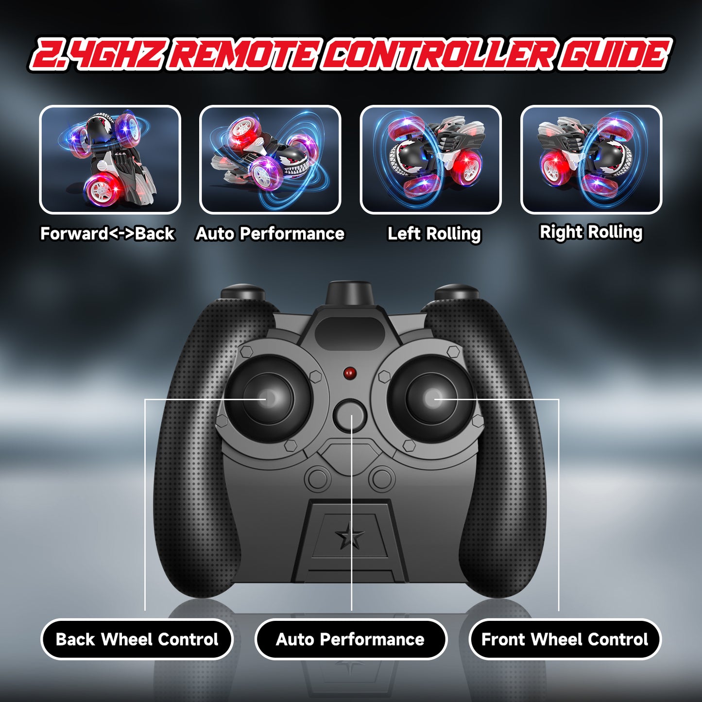 Remote Control Cars, RC Cars Toys for Boys 3 4 5 6 7 8 9 10 Year Old Girls Boys, 2.4Ghz Fast Stunt with Cool Lights for Boys Kids Age 5-7 Outdoor Toys Birthday Christmas Gifts