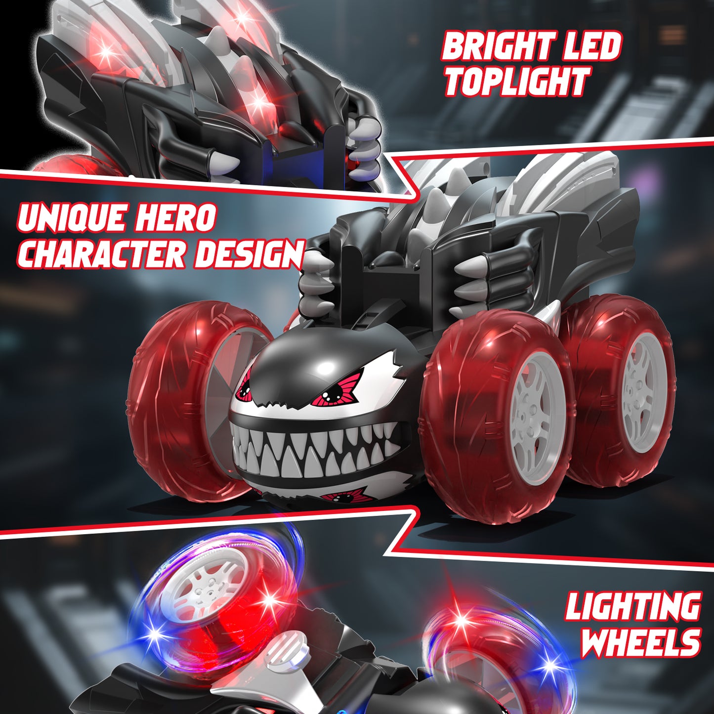 Remote Control Cars, RC Cars Toys for Boys 3 4 5 6 7 8 9 10 Year Old Girls Boys, 2.4Ghz Fast Stunt with Cool Lights for Boys Kids Age 5-7 Outdoor Toys Birthday Christmas Gifts