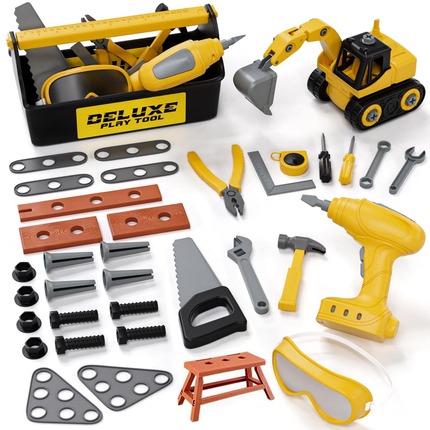 Toys for 2 Year Old Boys, 36PCS Kids Tool Set, Toolbox Set for Kids, Includes Realistic Tools & Electric Drill & Take Apart Toy Cars, Educational Learning Toys for Boys Age 2 3 4 5 Birthday Gifts