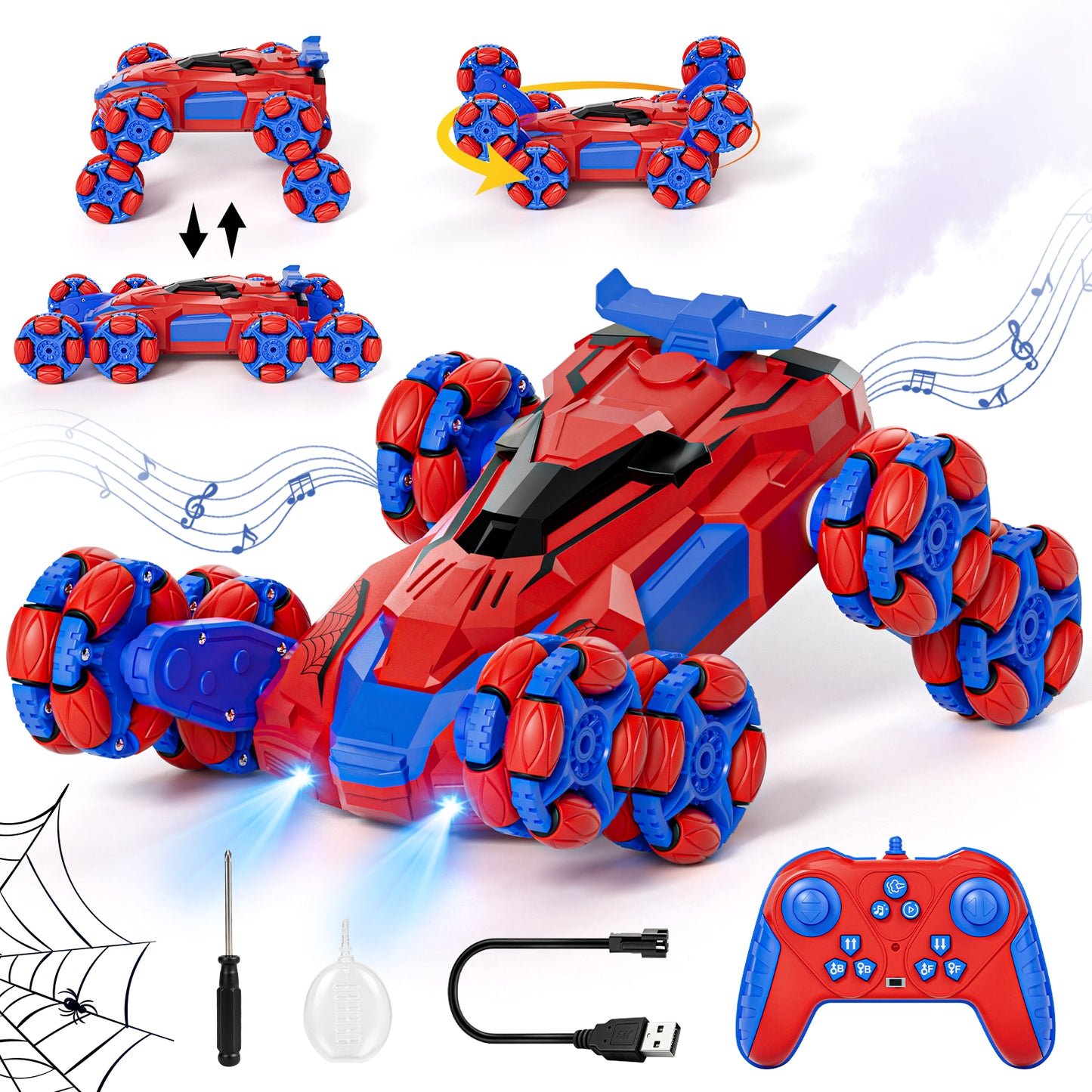 Remote Control Cars, 8WD RC Car Toys for 8-12 Year Old, Boys Toy Car, 2.4Ghz Fast Stunt, Transform Drift Stunt Cars with Lights & Spray, Outdoor Toys, Perfect Birthday Christmas Gift