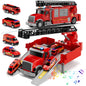 Toy Trucks for Boys 2 3 6 Years, Fire Truck Toys for Toddlers with Lights, Include Ejection Mode, Powerful Storage, Rescue Aerial Ladder, Water Pipes, 4 Alloy Vehicles, Best Birthday Christmas Gifts