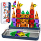 Mini Magnetic Tiles, Travel Magnetic Tiles 54 PCS Magnetic Blocks, Montessori Learning Toys for 3 to 4 Year, Magnetic Construction Toys for Toddlers 3-6 Years Old, Travel Toys for Boys Girls