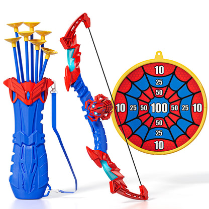 Bow and Arrow Set for Kids, LED Light Up Archery Toy Set with 10 Suction Cup Arrows, Target & Quiver, Indoor and Outdoor Toys for Kids, Best Gift for Boys Girls Ages 5-12, Spider