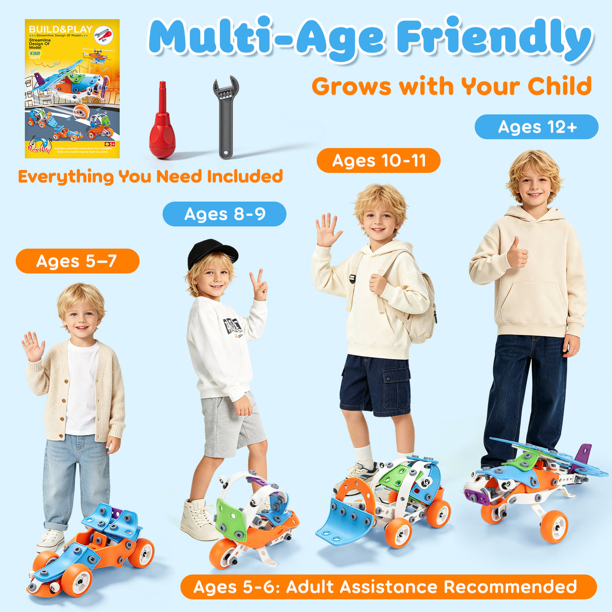 Building Toys for Boys 5 6 7 8 9+ Years, STEM Building Toys Blocks Kit Activities for Toddlers, Engineering Creative Games, Construction Toys, Preschool Educational Toys, Ideal Birthday Gift for Kids