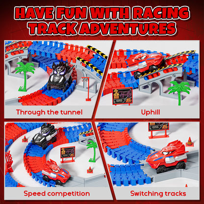 Race Car Track Set, Spider Toys for Boys 3-5, 212 PCS Race Track for Boys with 2 Spider Cars Toys, Car Race Track for Toddlers 3 4 5 6 Years Old, Mini Monster Truck for Boys Girls Birthday Gifts