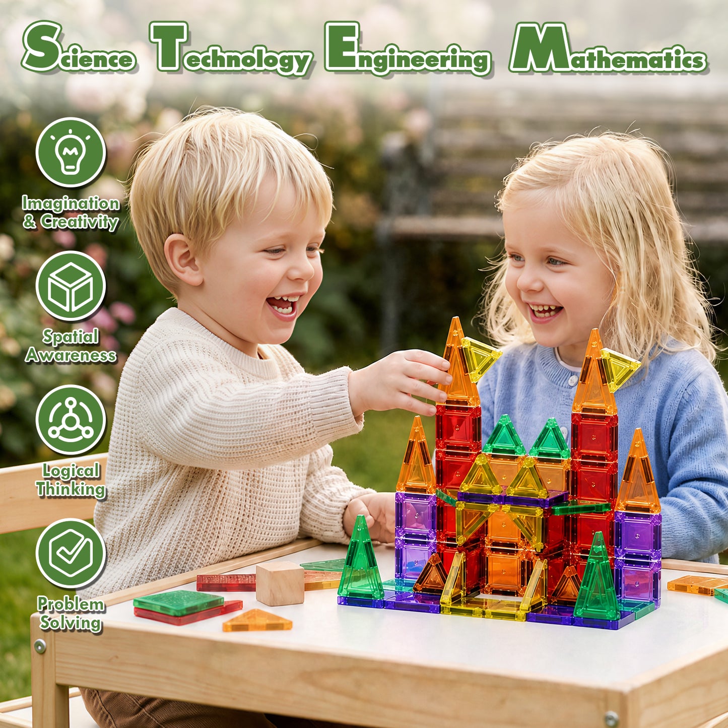 Mini Magnetic Tiles, Travel Magnetic Tiles 54 PCS Magnetic Blocks, Montessori Learning Toys for 3 to 4 Year, Magnetic Construction Toys for Toddlers 3-6 Years Old, Travel Toys for Boys Girls