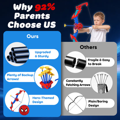 Bow and Arrow Set for Kids, LED Light Up Archery Toy Set with 10 Suction Cup Arrows, Target & Quiver, Indoor and Outdoor Toys for Kids, Best Gift for Boys Girls Ages 5-12, Spider