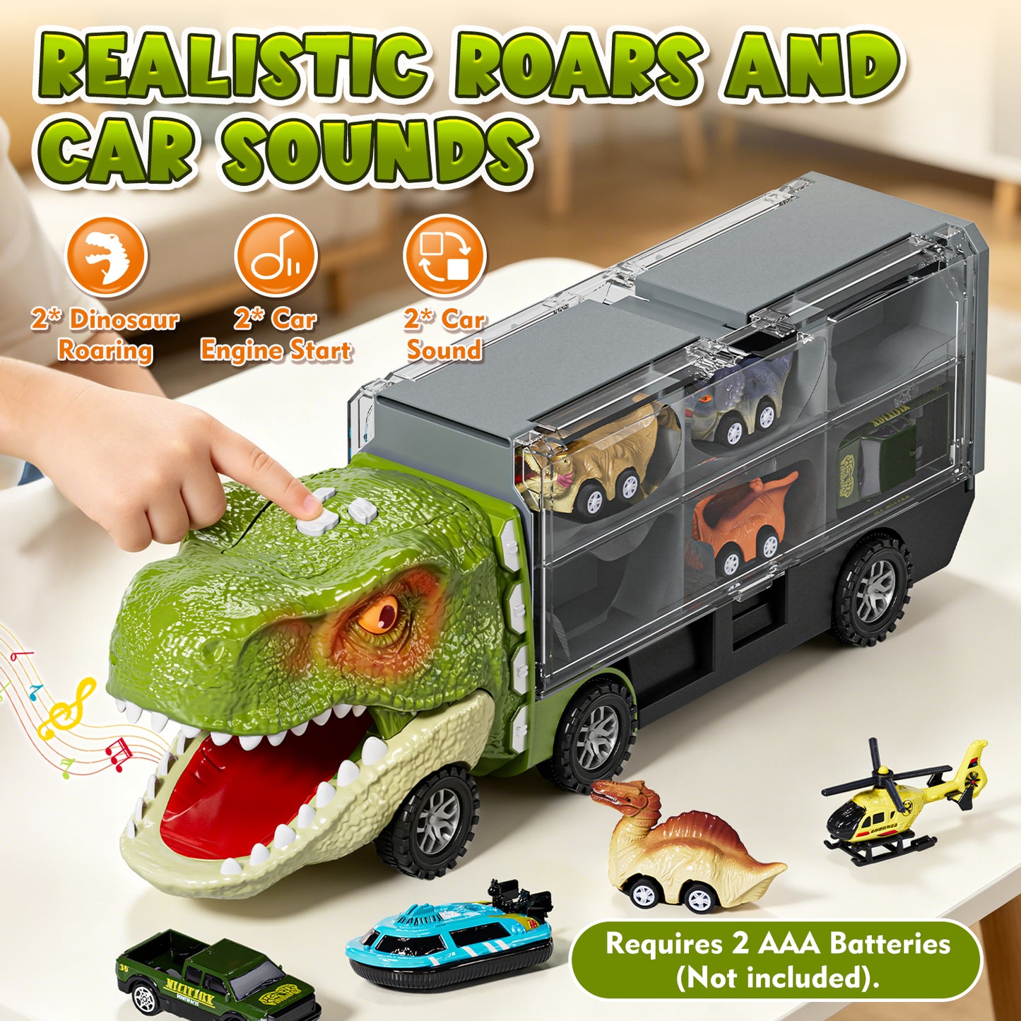 Dinosaur Toys Trucks for Toddlers, Boy Toys Car for Toddlers 2 3 4 5+ Years Old, Transport Truck with 12 Pull Back Cars, 13 in 1 Car Carrier Truck Toy Sets, Best Birthday Christmas Gifts