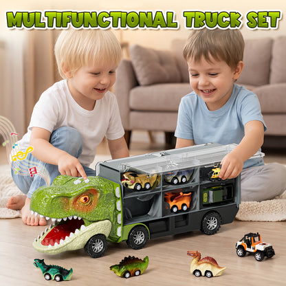 Dinosaur Toys Trucks for Toddlers, Boy Toys Car for Toddlers 2 3 4 5+ Years Old, Transport Truck with 12 Pull Back Cars, 13 in 1 Car Carrier Truck Toy Sets, Best Birthday Christmas Gifts